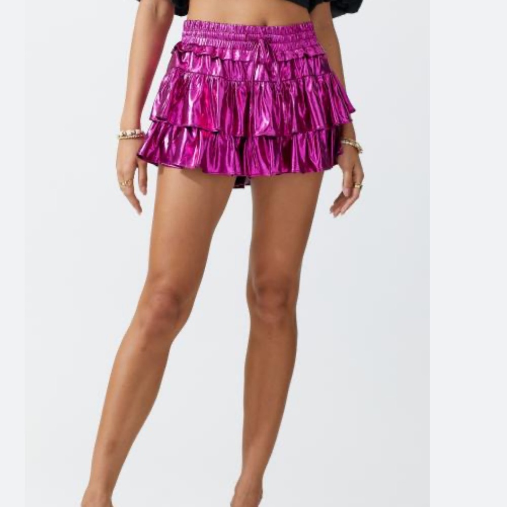 Metallic Tiered Shorts